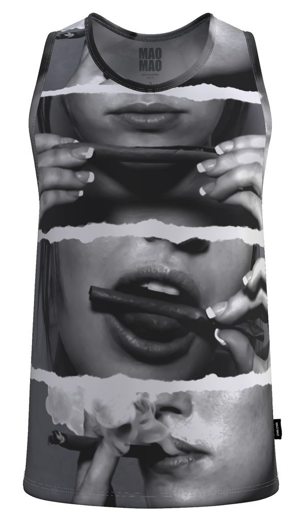 GIRL ROLLING UP BLUNT TANK TOP