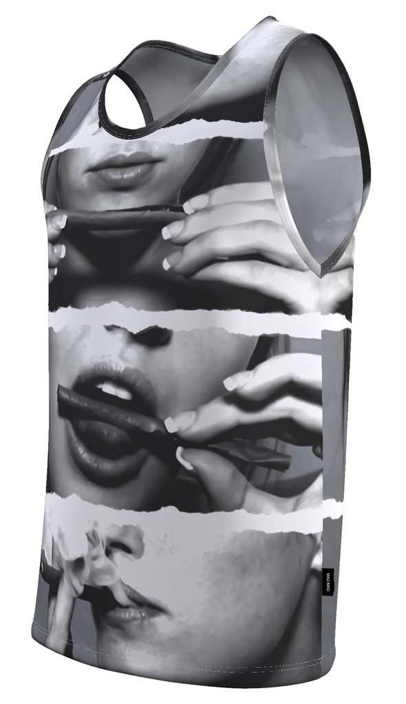 GIRL ROLLING UP BLUNT TANK TOP