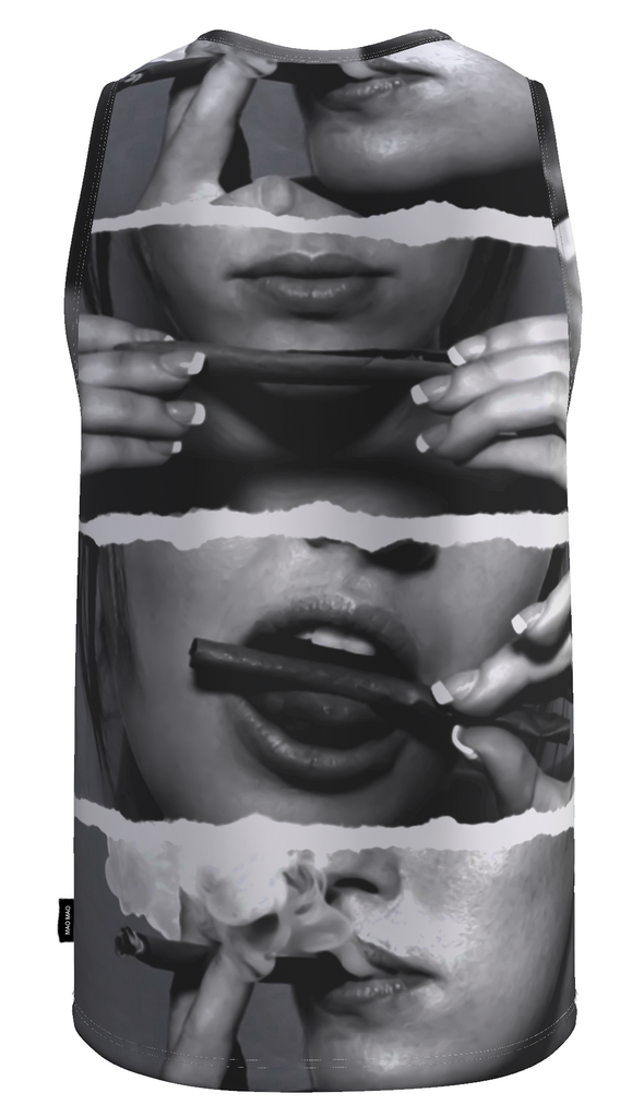 GIRL ROLLING UP BLUNT TANK TOP