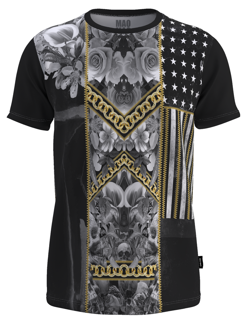 FLOWERS AND SKULLS T-SHIRT