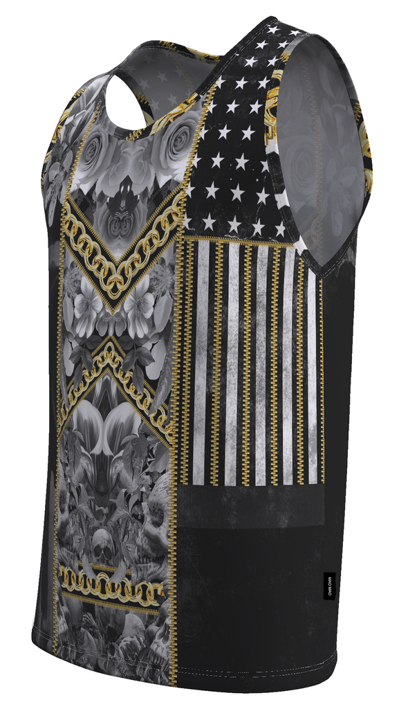 FLOWER AND SKULLS TANK TOP
