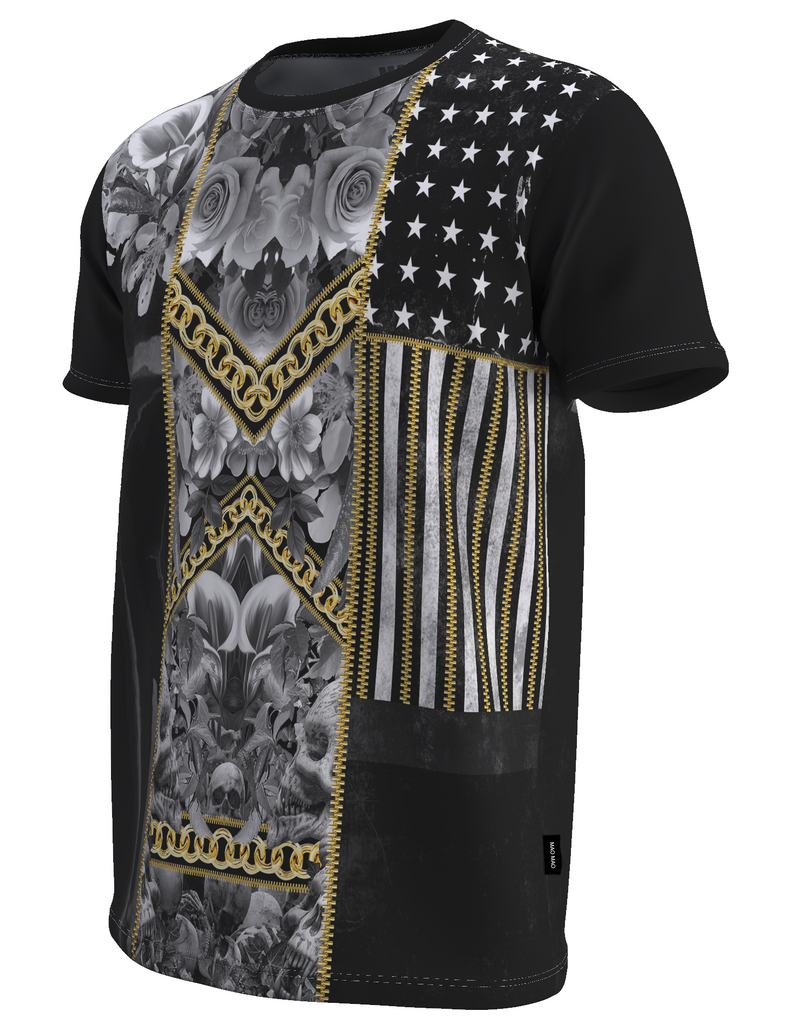 FLOWERS AND SKULLS T-SHIRT