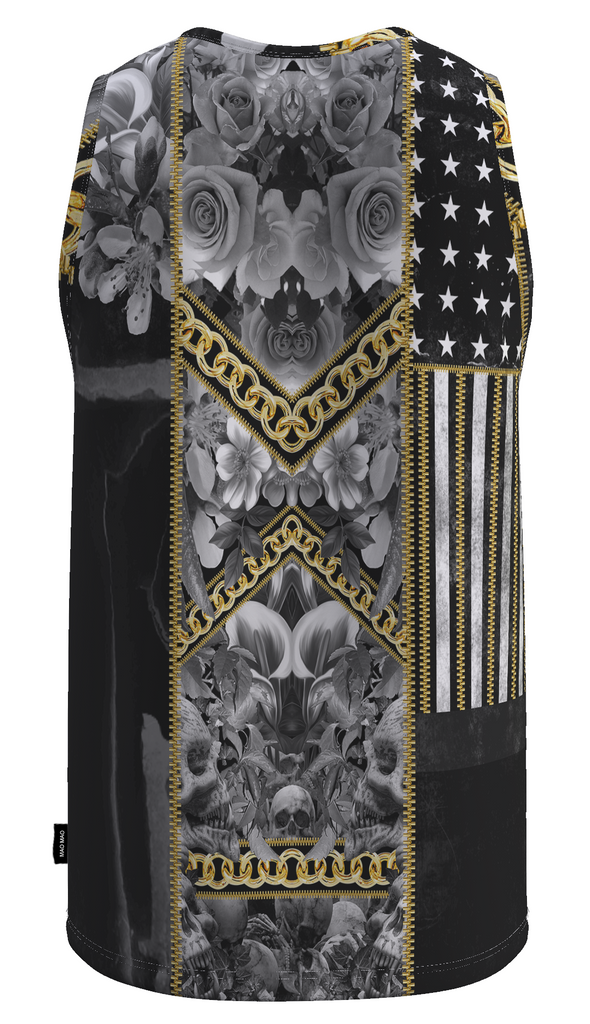 FLOWER AND SKULLS TANK TOP