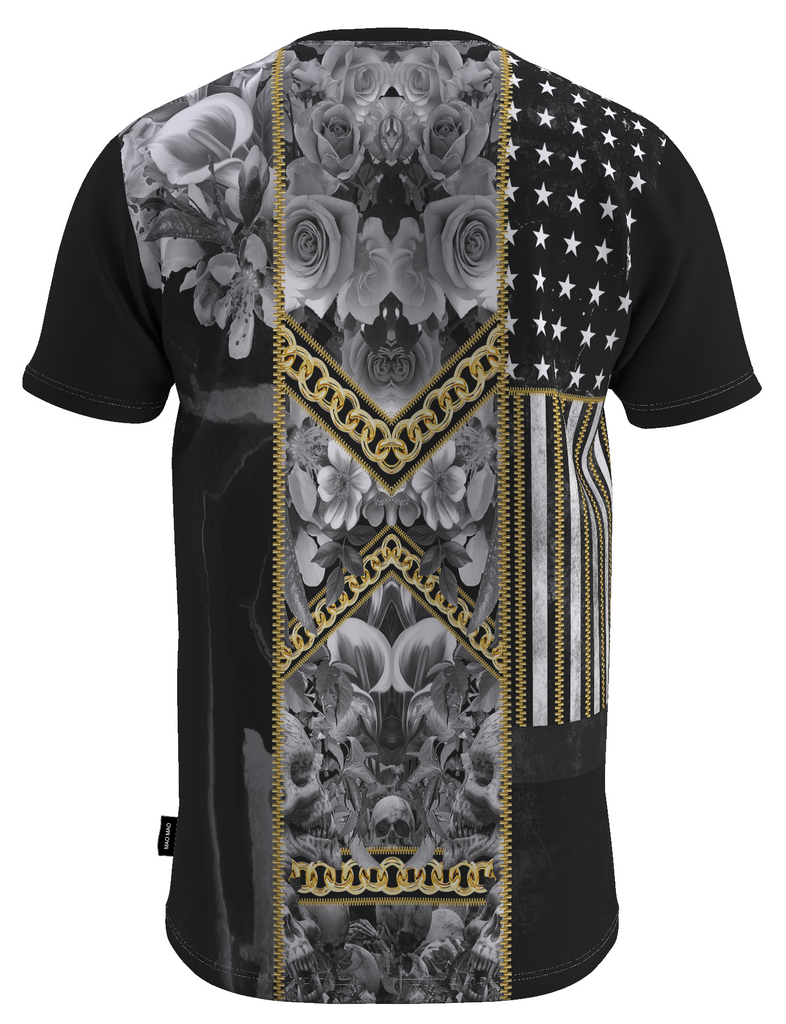 FLOWERS AND SKULLS T-SHIRT